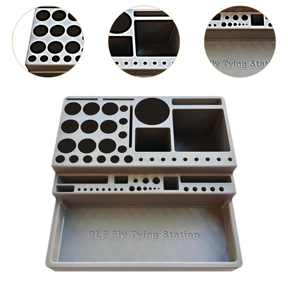 Strong Brown ABS Fly Tying Caddy with many Compartments