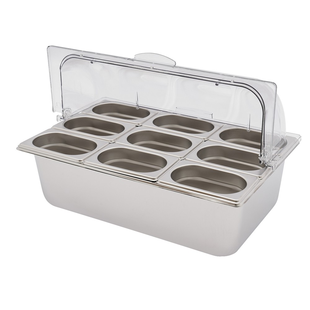 Food Serving Container Flip Top Serving Container with Lid + 9 Spoons & Clamps