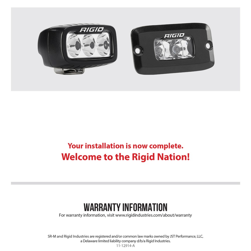Rigid 902513 SR-M Series PRO Flood Diffused White Rectangle LED Single Light Kit