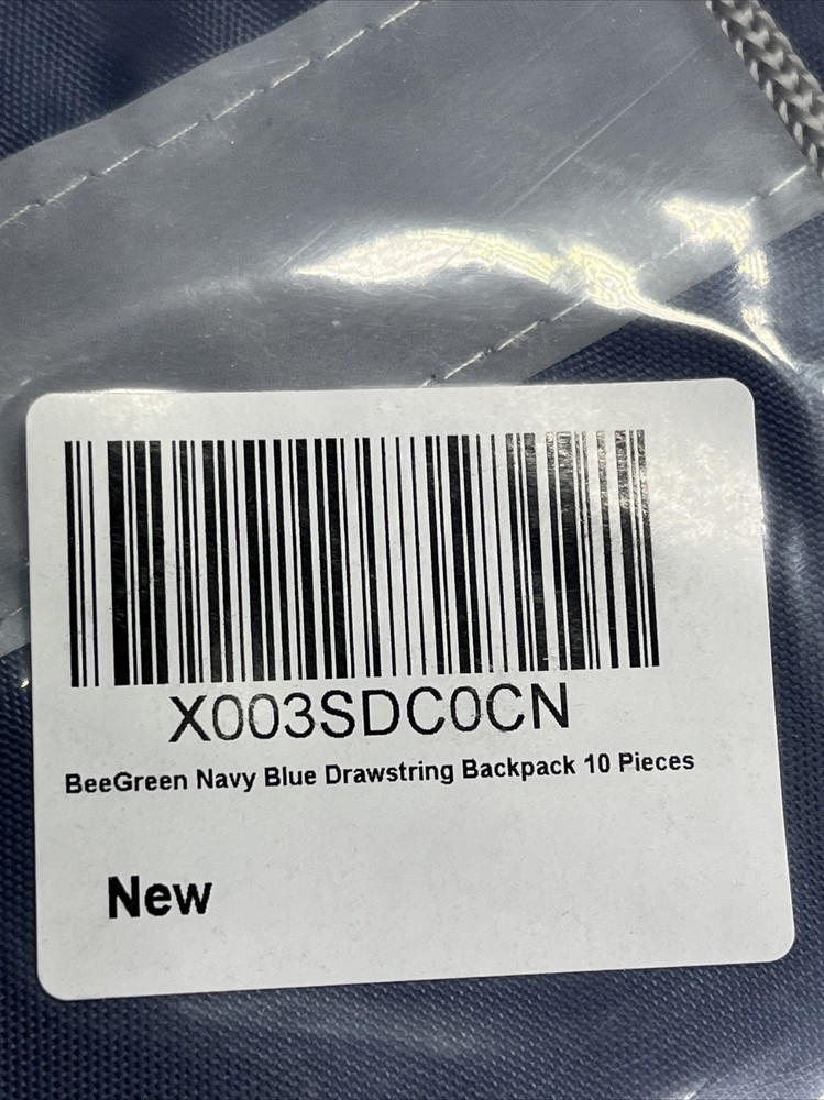 Drawstring Bag 10 Pk for Sports Polyester Navy Blue