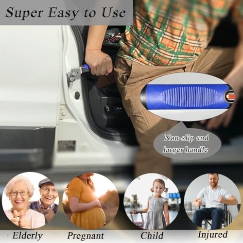 2 Pack Foldable Car Door Handle for Elderly with Adjustable Standing Aid Blue
