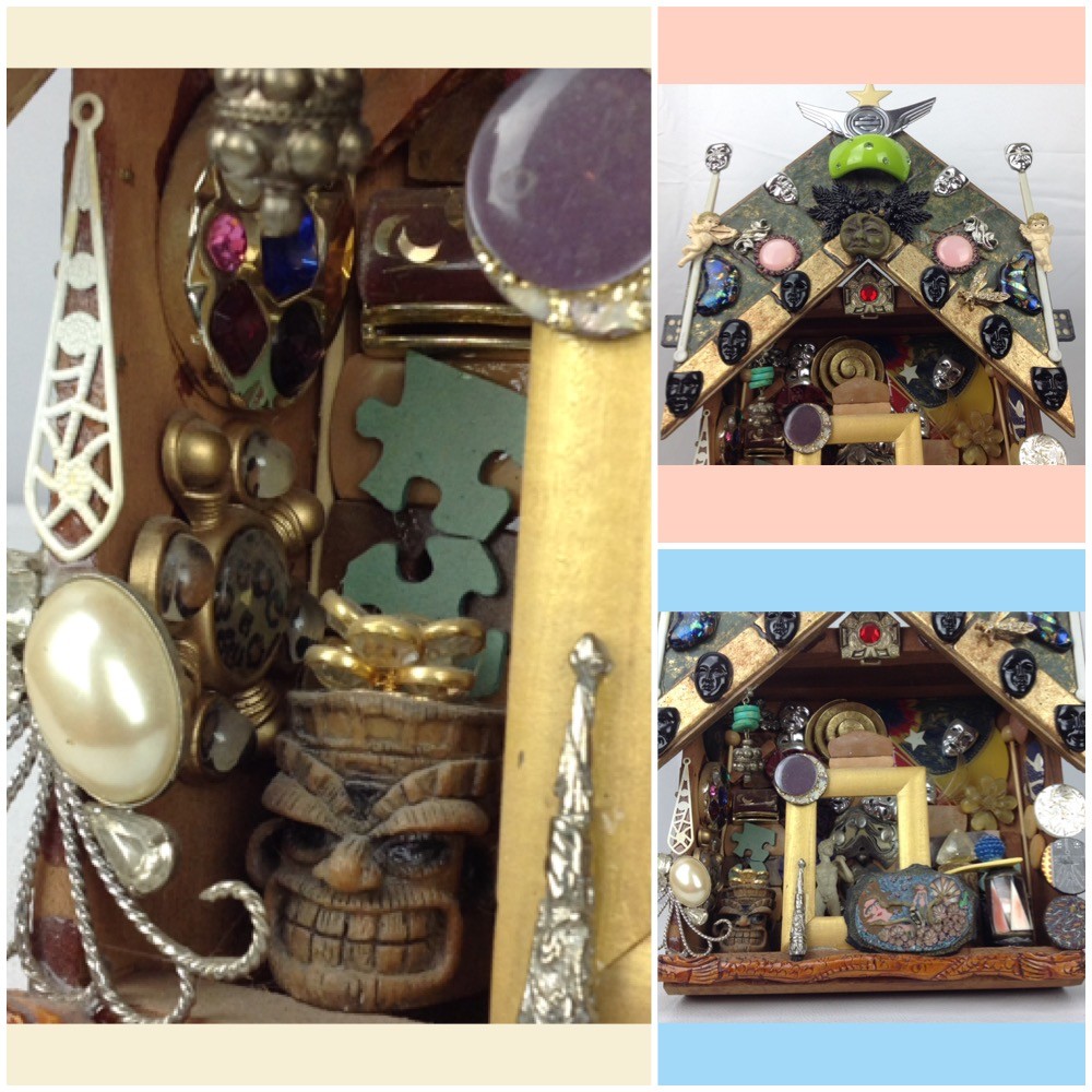 Whimsical Shadow Box Assemblage 3D Wall Art TESA Exhibit Abstract Funky OOAK