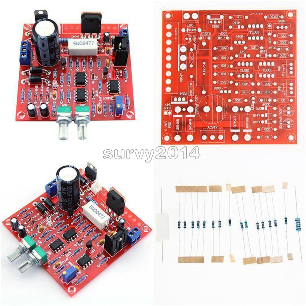 Red 0-30V 2mA-3A Continuously Adjustable DC Regulated Power Supply DIY Kit PCB