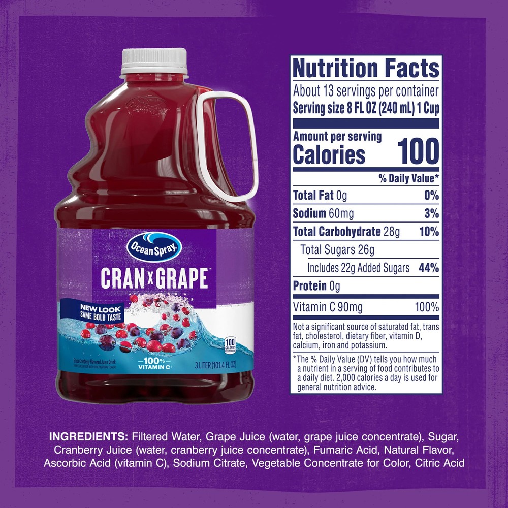Ocean Spray Cran-Grape Juice Drink 101.4oz 3 Pack
