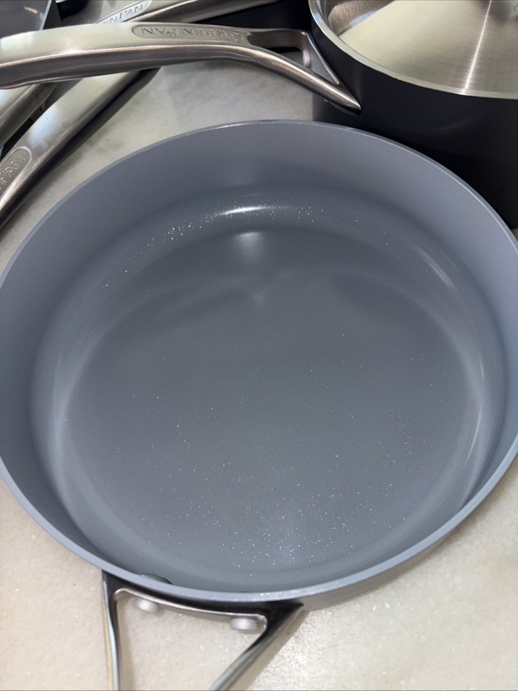 GreenPan Paris Pro 14 Piece Hard Anodized Ceramic Nonstick Cookware Set Display