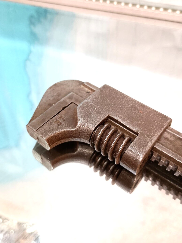 Vintage Auto Wrench Adjustable Monkey Pipe Adjustable Spanner Wrench #9