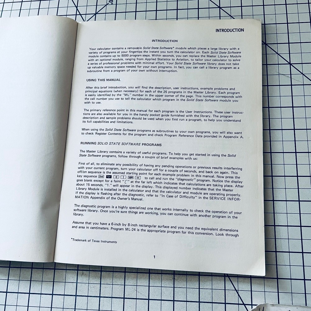 TI Programmable 58/59 Master Library Manual 1977 Vintage Calculator Software