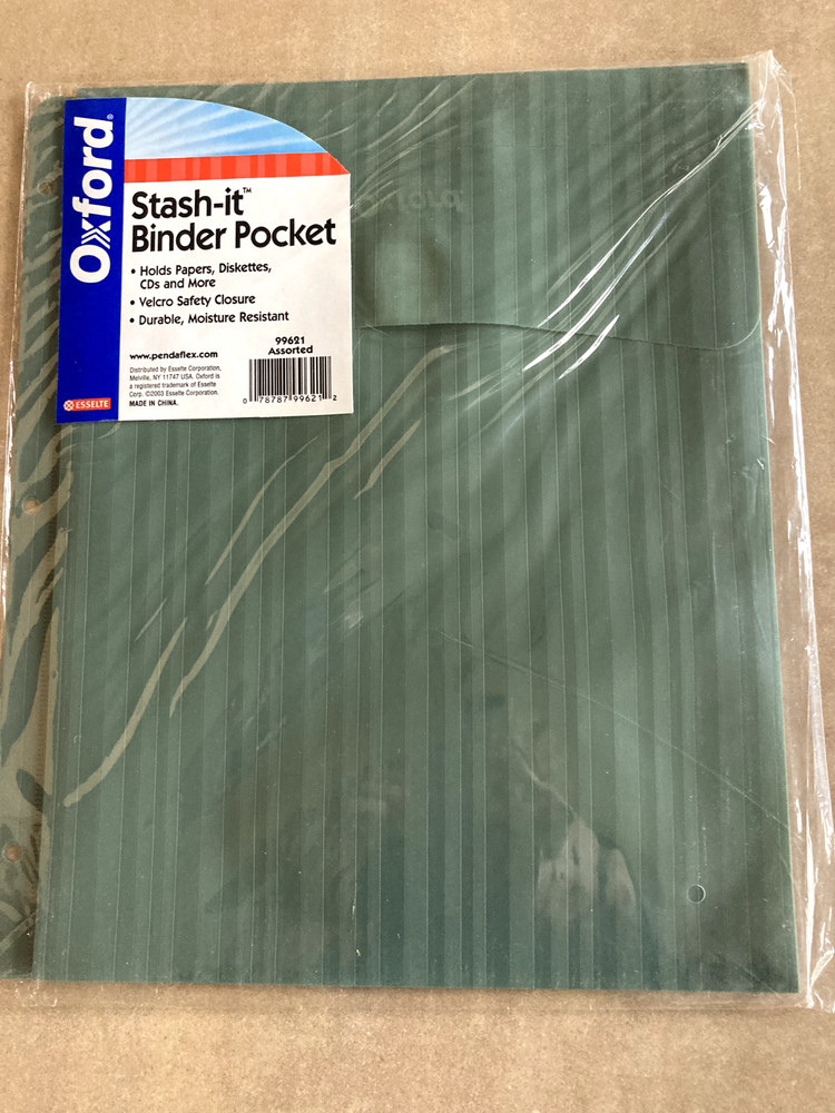 Binder Pocket, Letter-Size, Top-loading, with Closure