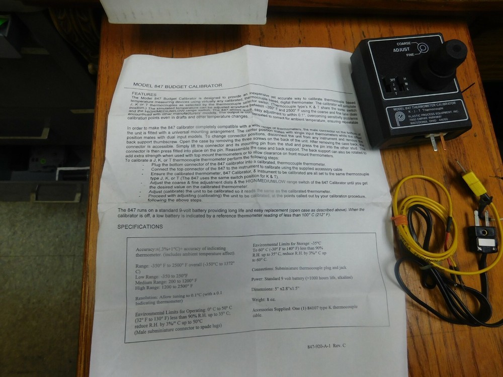 Plastic Process Equipment 847 Thermometer Calibrator