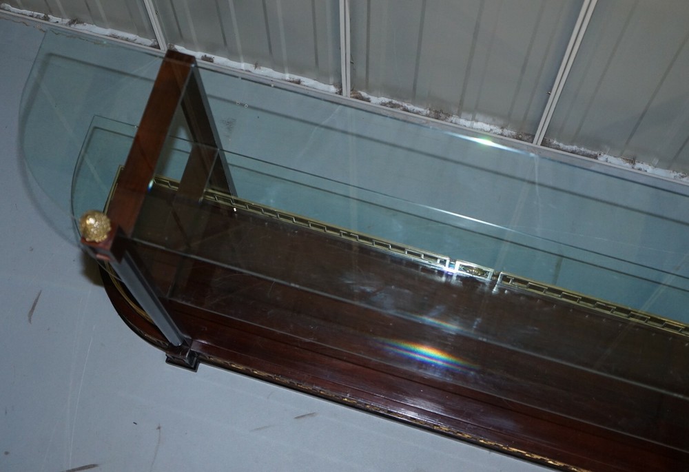 RARE CUSTOM MADE VERSACE MAHOGANY & BRASS CONSOLE BOOKCASE DISPLAY SIDEBOARD