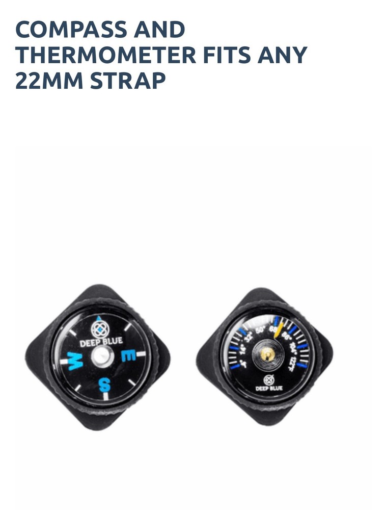 COMPASS AND THERMOMETER FITS ANY 22MM STRAP- NEW‼️