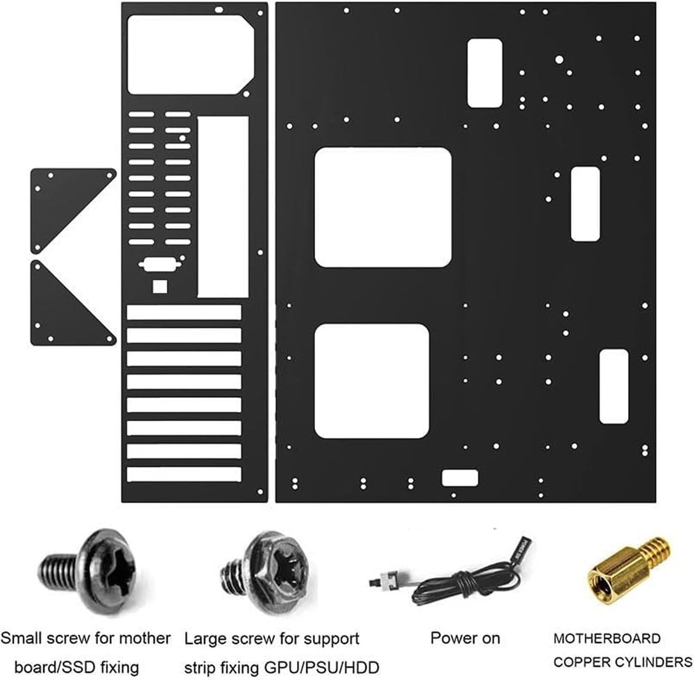 DIY Gaming Computer Case, E-ATX Open Chassis Case Rack for Black