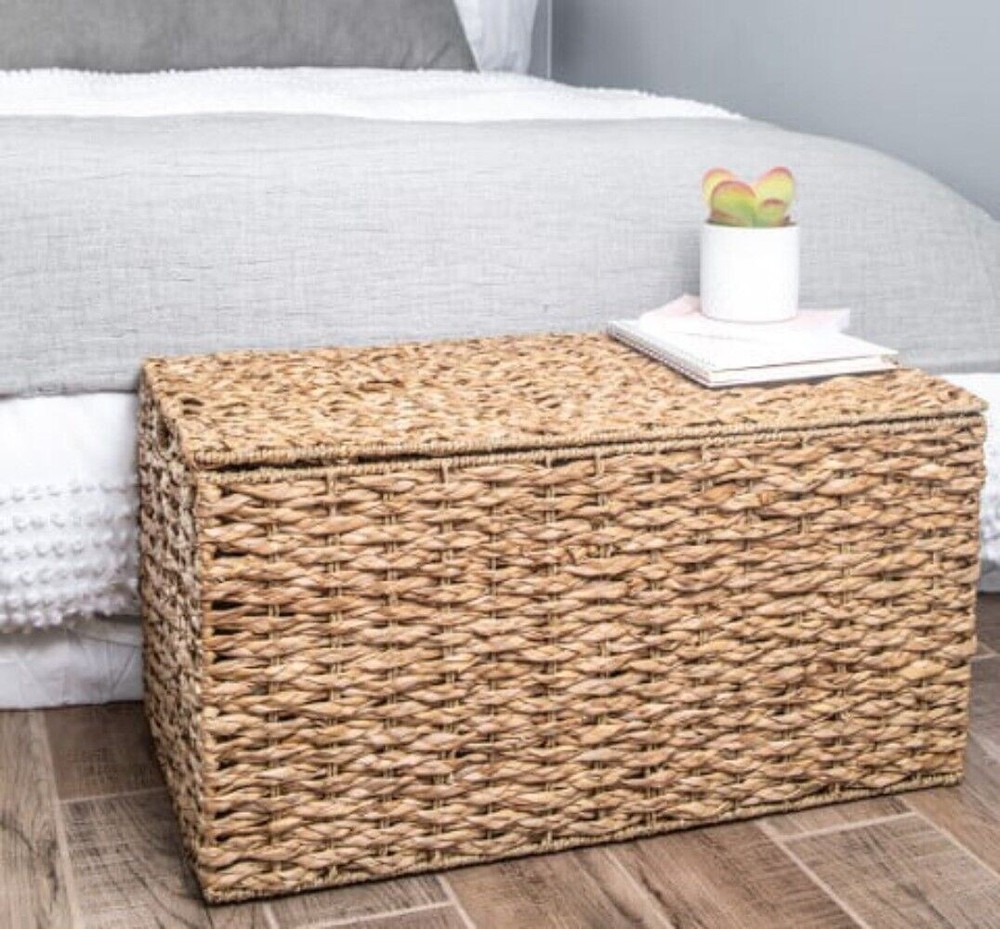 Storage Natural Trunk Large Rectangular Comfortable Cut Out Handles Anywhere