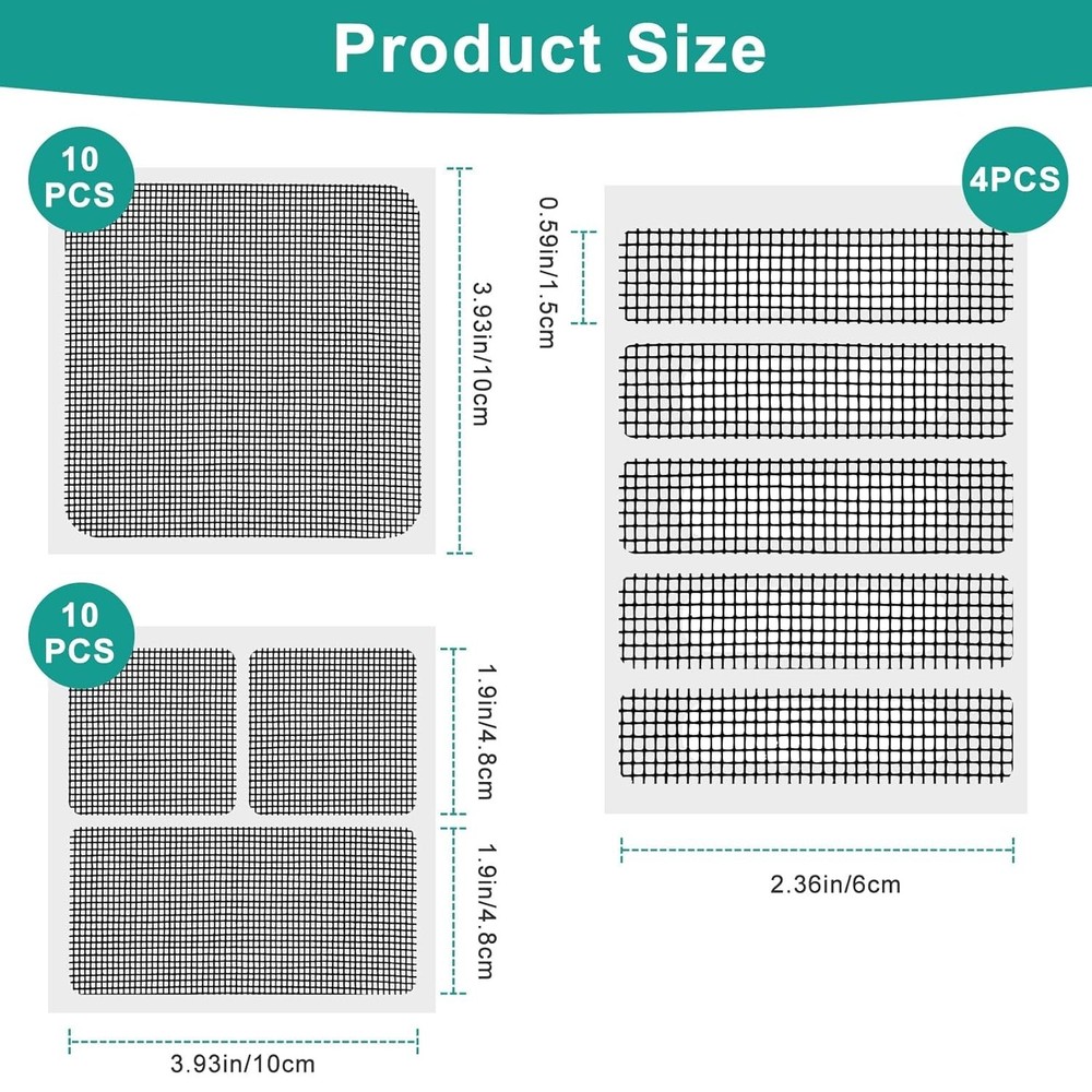 24 Sheets Window Screen Patch Repair Kit, 3 Sizes Screen Patch Tape, Upgraded St