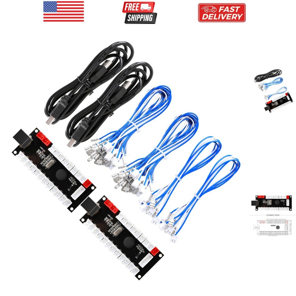 2-Player Zero Delay USB Encoder PC to HAPP Joysticks/HAPP Arcade Buttons for ...