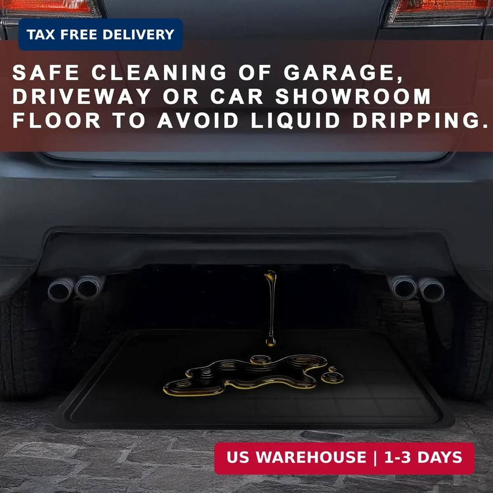 3pc Black Plastic Rectangular Stackable Automotive Drip Pans, 35.2 x 23.4 Inches