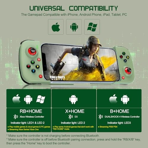 Phone Controller for iPhone/Android Support Phone Case, Mobile Gaming Green