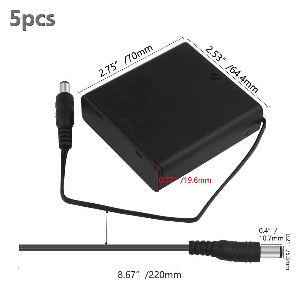 WMYCONGCONG 5 PCS 4 AA Battery Holder with Switch 6V Case Holder...