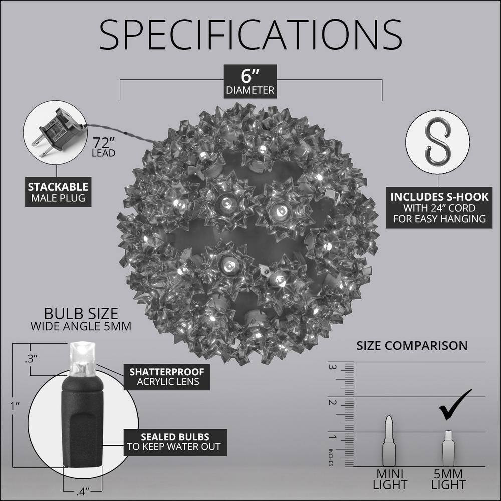 6 In. 70-Light LED Cool White Decorative Starlight Sphere