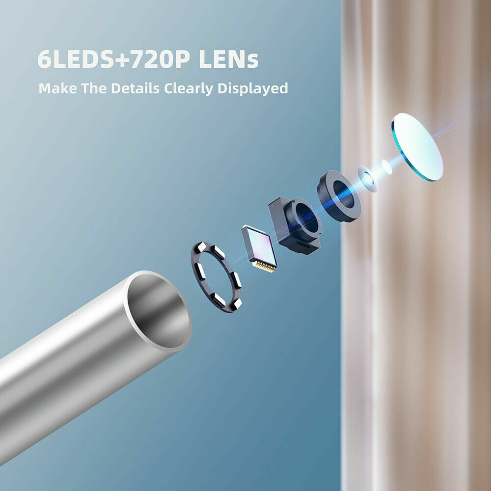 2M Endoscope 7mm Borescope Snake Camera Scope Inspection USB For Android PC