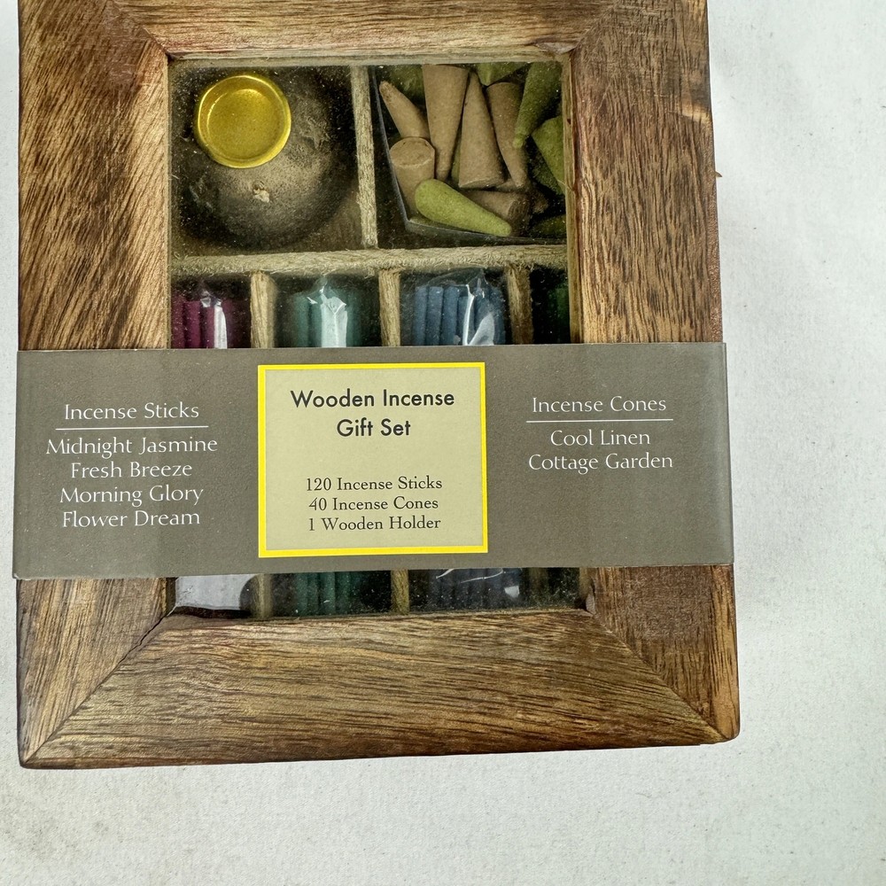 Wooden Incense Gift Set Sticks Cones Holder