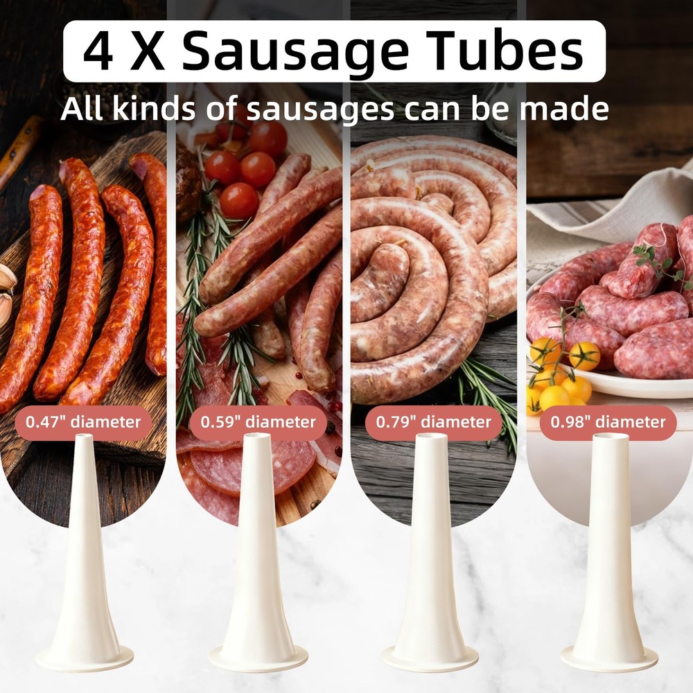 Electric Sausage Stuffer Machine: 4 Stuffing Tubes – One‑Button Start Sausage...