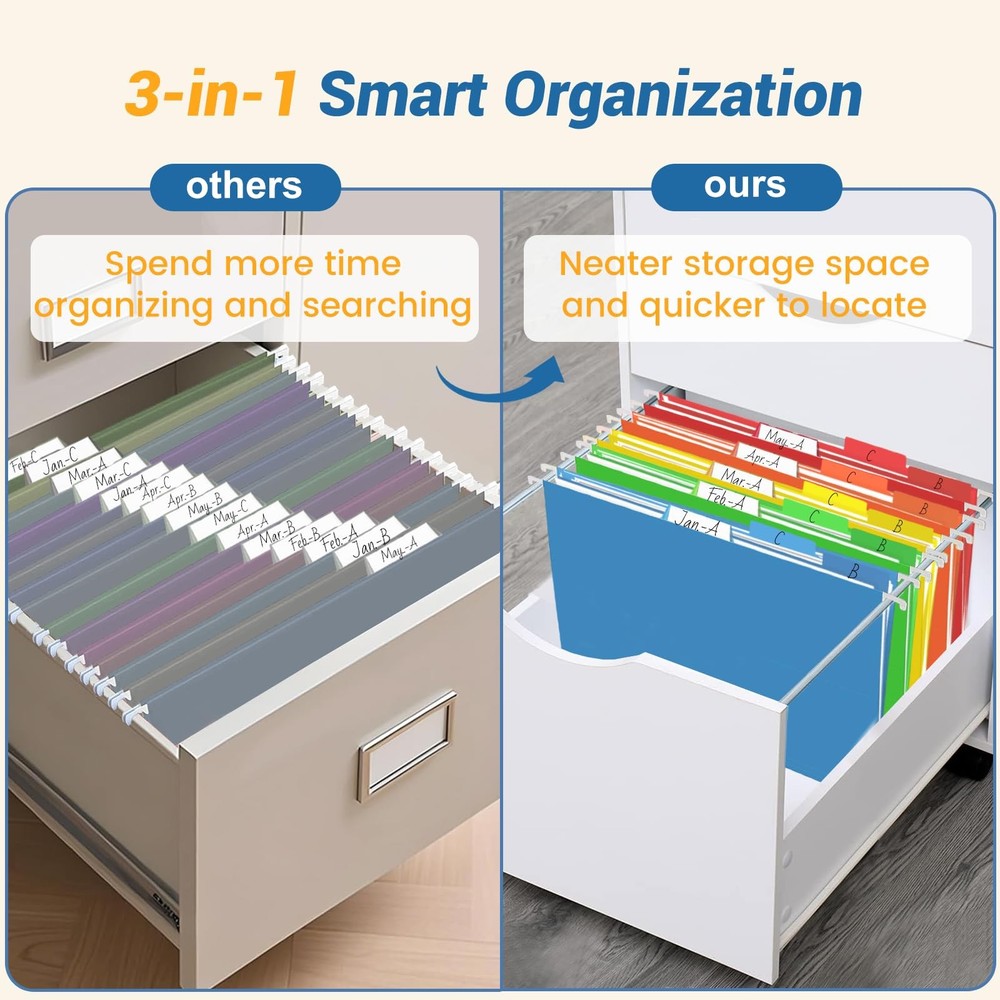 Classification Hanging File Folders with 2 Dividers Letter Size Colored Class...