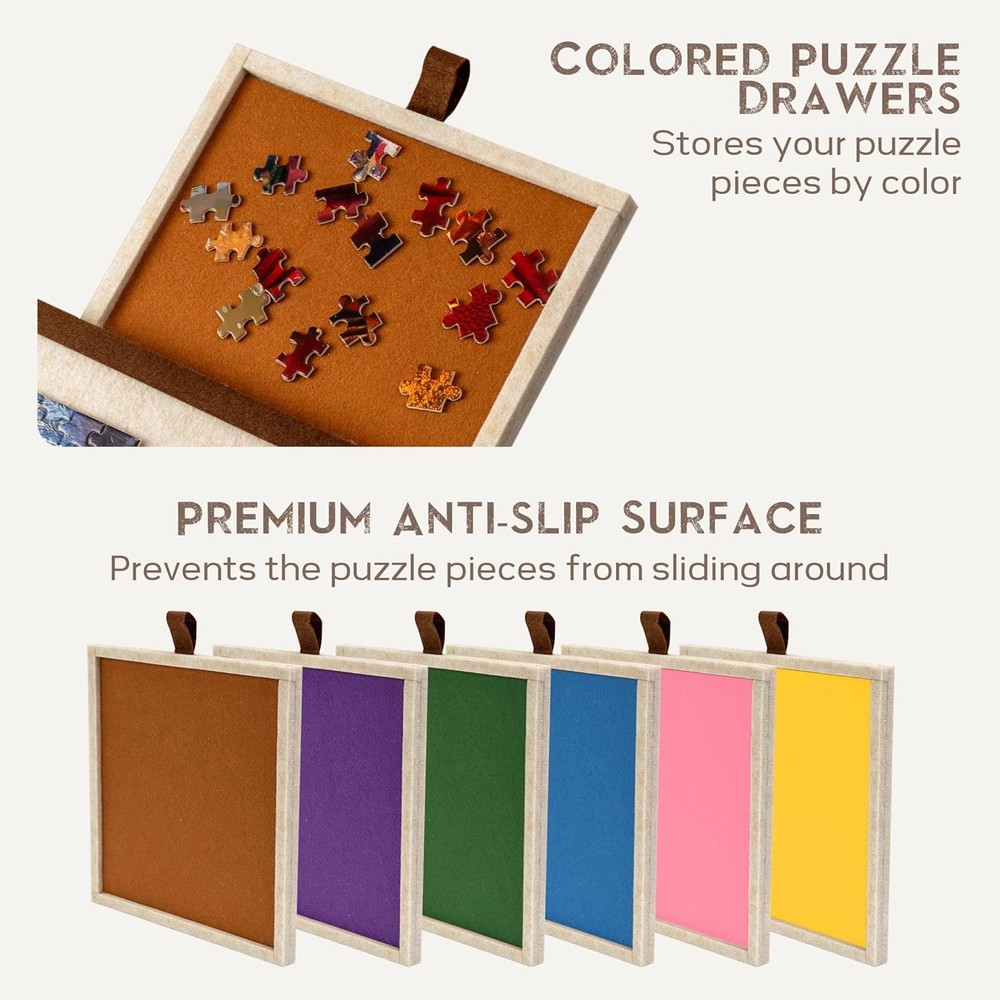 Foldable Tilting Puzzle Board 2000 Pcs 6 Drawers Felt Protector Adjustable Stand