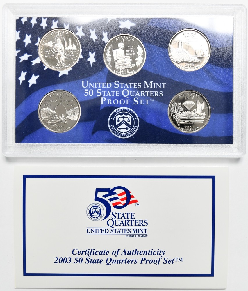 2003 State Quarter Proof Set w/ Box & COA