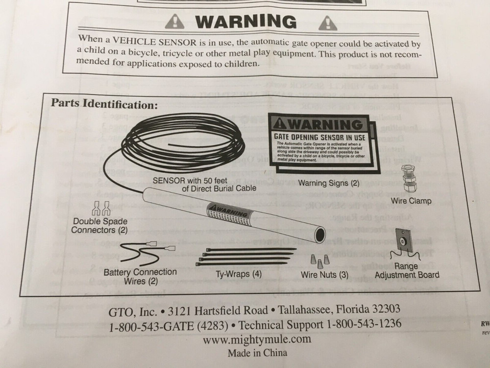 Mighty Mule 502 Installation Manual + Vehicle Sensor Manual + Exit Wand Manual