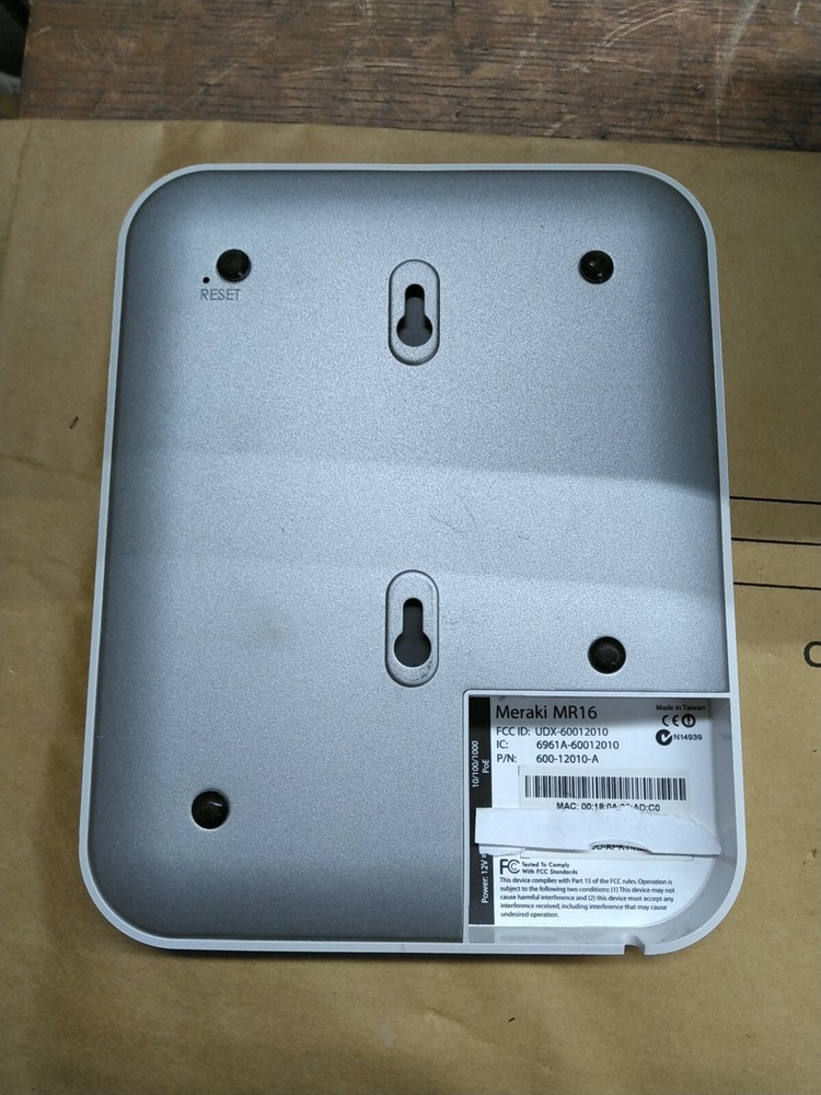 Cisco Meraki MR16 Wireless Access Point Cloud-Managed Unclaimed