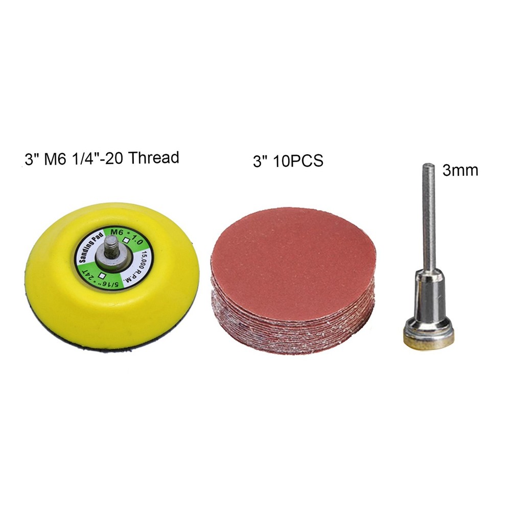 3" Dual Action Hook Loop Backing Plate M6 1/4"-20 Thread Sanding Pad