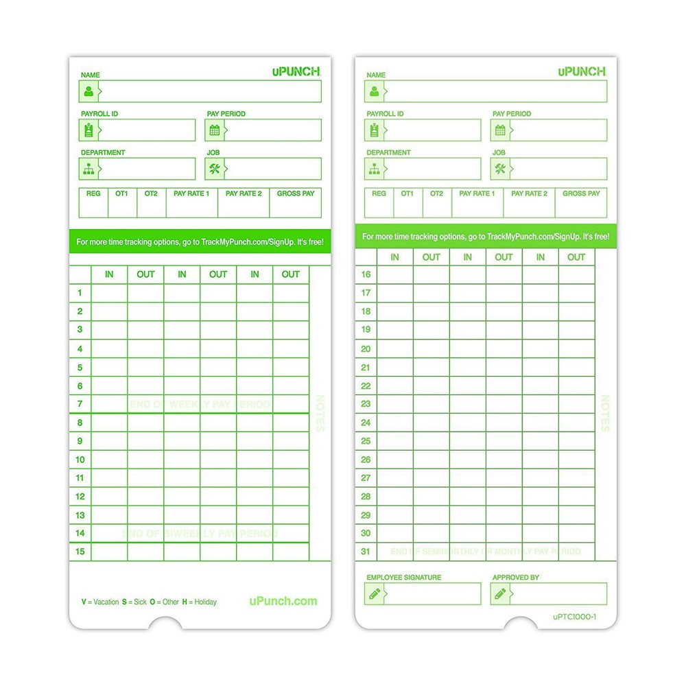 100 Time Cards for HN3000