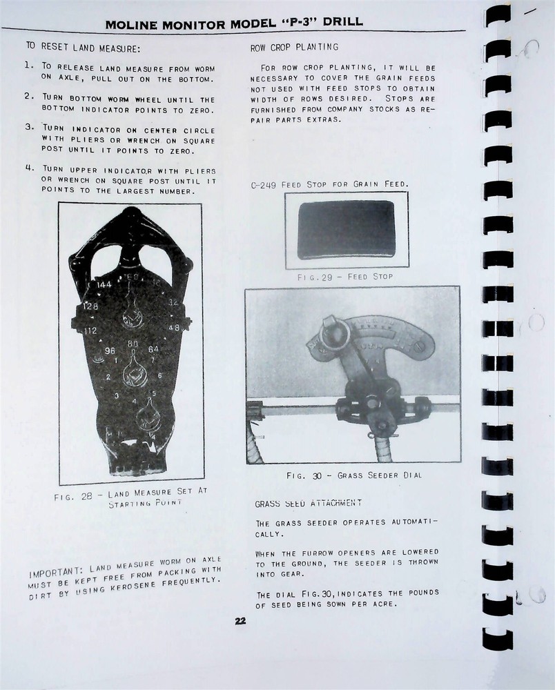Minneapolis Moline P-3 Grain Drill Owners Operators Manual
