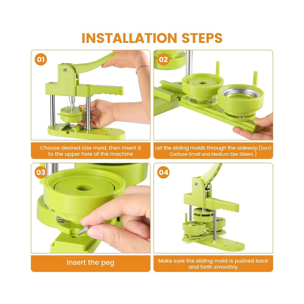 Button Maker Machine Multiple Sizes 330 Sets, Pin Maker 1''+1.25''+2.25'' But...