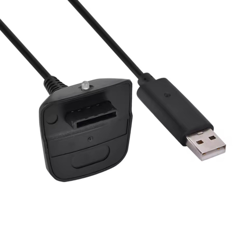 For Xbox 360 Black Wireless Controller USB Charging Cable Replacement Charger