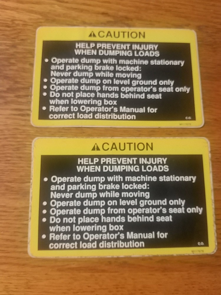 John Deere Warning Decals