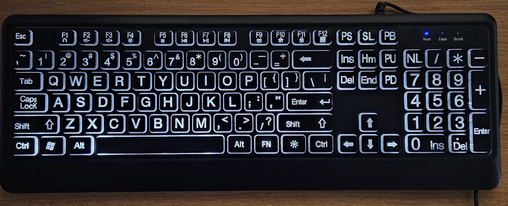 Open Box - LED Backlight Large Print Wired Keyboard