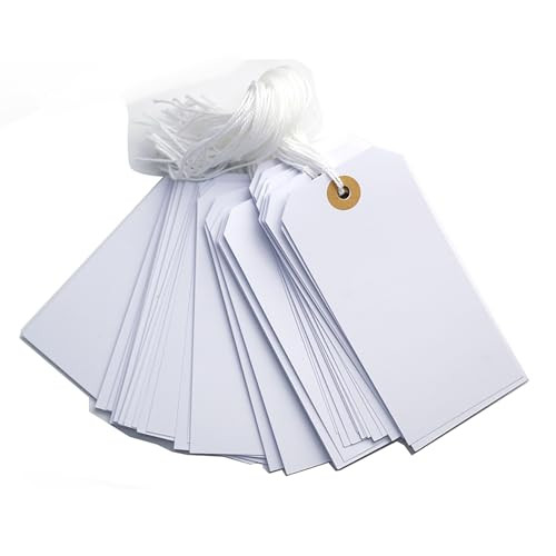 150 Pack White Blank Tags with String Marking Hang Tags Attached Reinforced