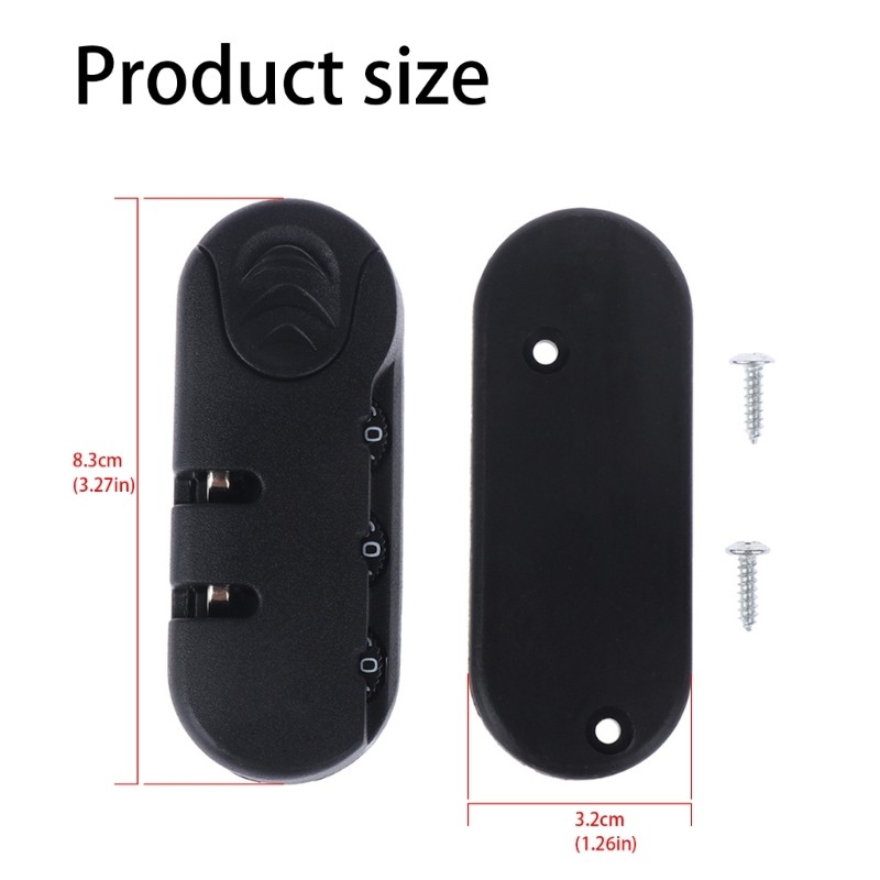 Black Password Lock Easy Set Combination Lock Portable Travel Lock ABS Texture