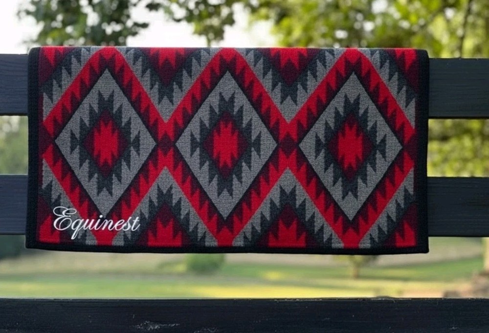 Handmade Western Saddle Ranch Pad Red Grey Black 34×38