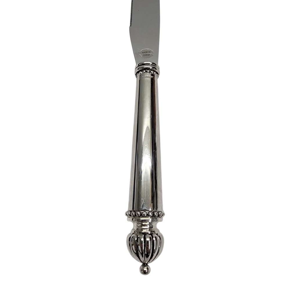 Godinger Silver Plate Wedding Cake Knife and Server Set Beaded Melon Finials