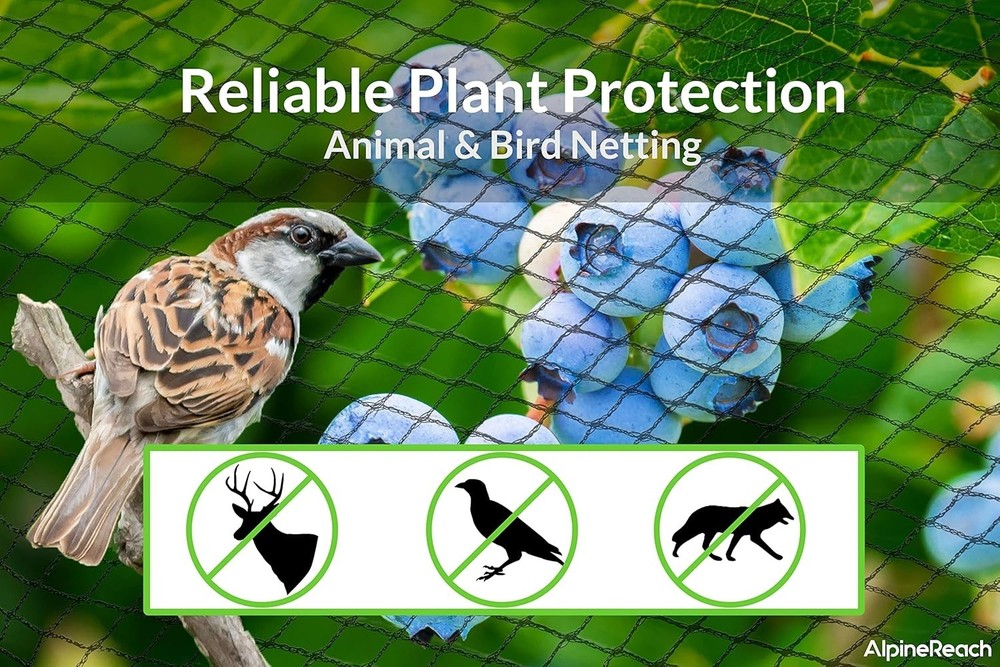 Durable 7.5ft x 65ft Garden Netting with Zip Ties for Quick Setup & Protection