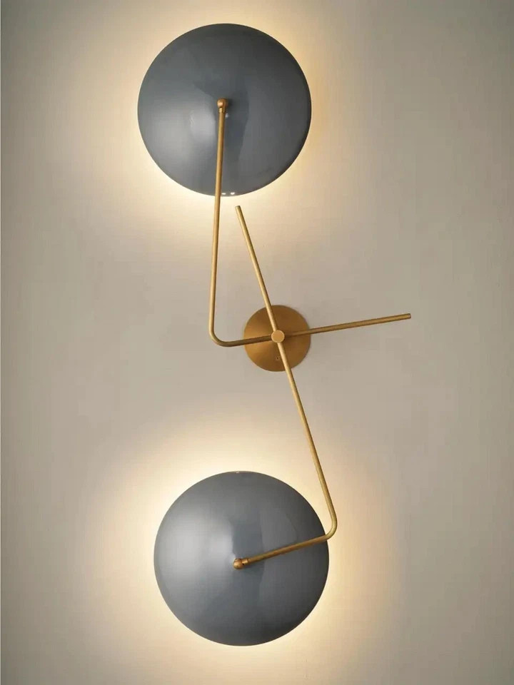 Modern Articulating Wall Sconce | Mid-Century wall light Grey Disk Design