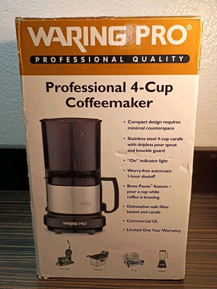 WARING PRO PROFESSIONAL QUALITY 4 CUP COFFEEMAKER WTCM16PC