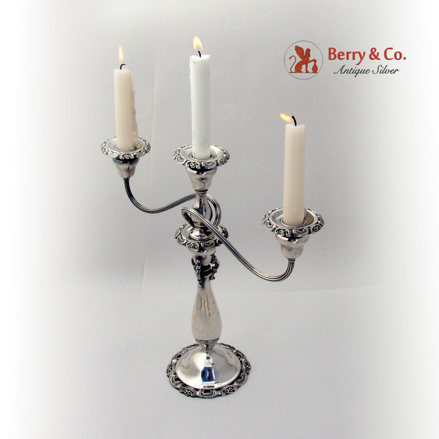 Baroque Three Branch Candelabrum Wallace Silverplate