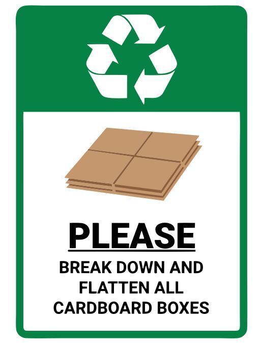 Break Down All Cardboard Boxes Safety Sign Sticker Decal