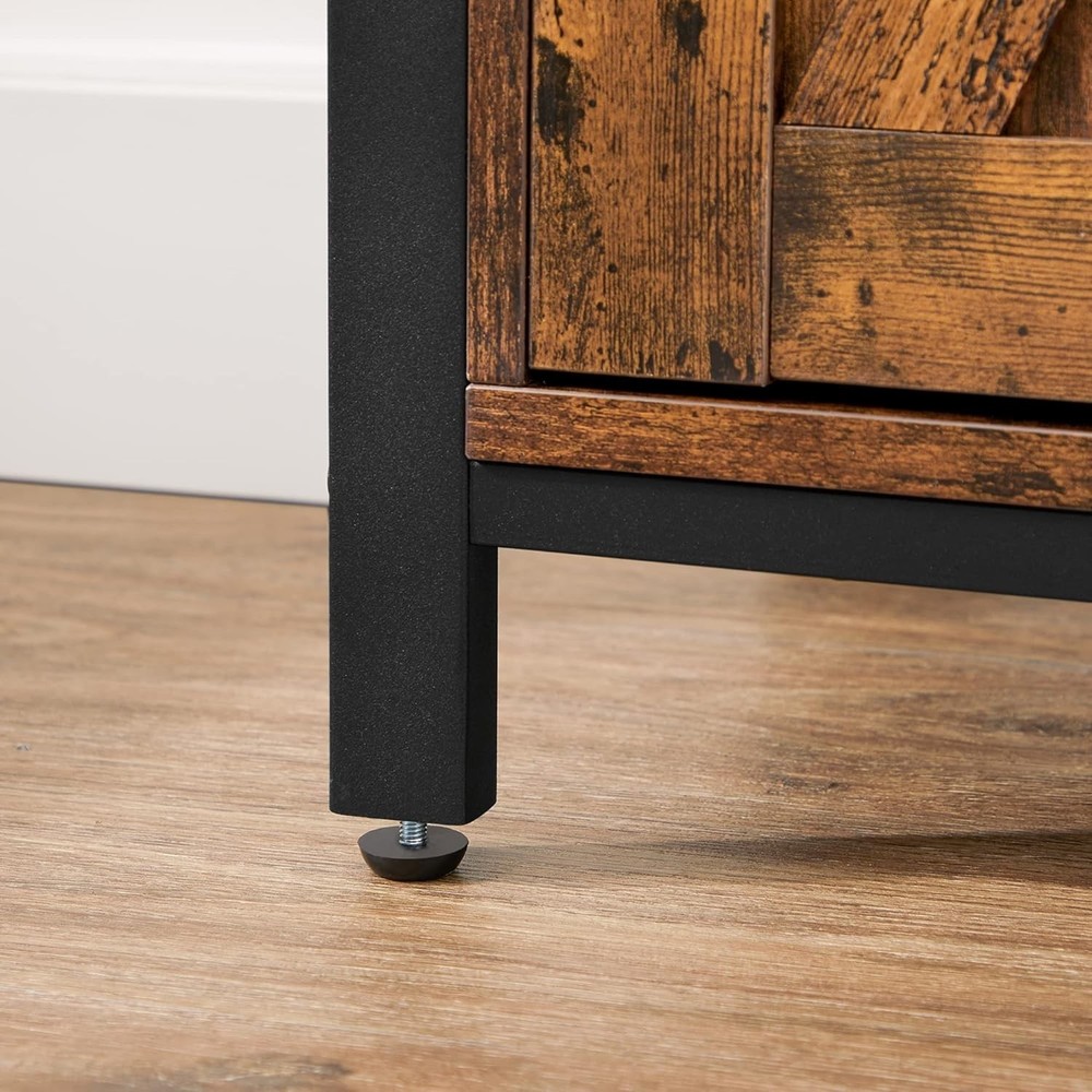 Versatile Sideboard with 1 Sliding Barn Door, Adjustable Shelves, 3 Compartments