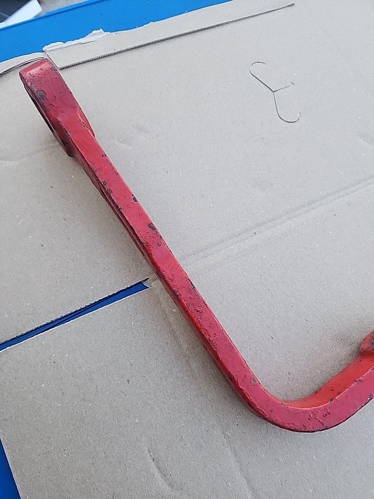 Vintage Fire Hydrant Spanner Wrench, Cast Iron, Red Paint. Old Tool