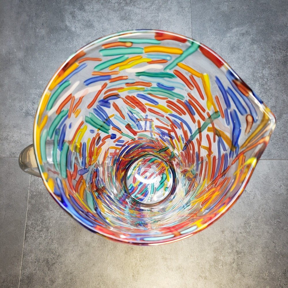 Abstract Studio Art Glass Confetti Multicolor Pitcher